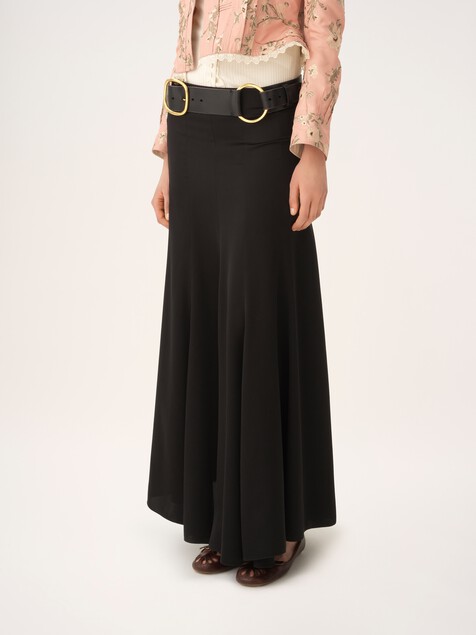 Fluid maxi skirt in washed silk satin