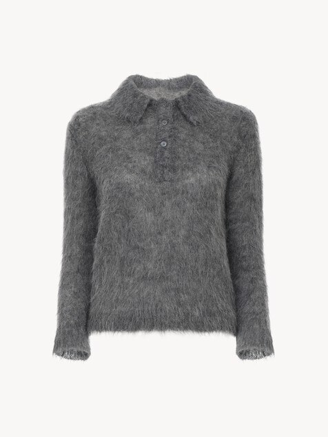 Polo jumper in an alpaca wool-blend knit