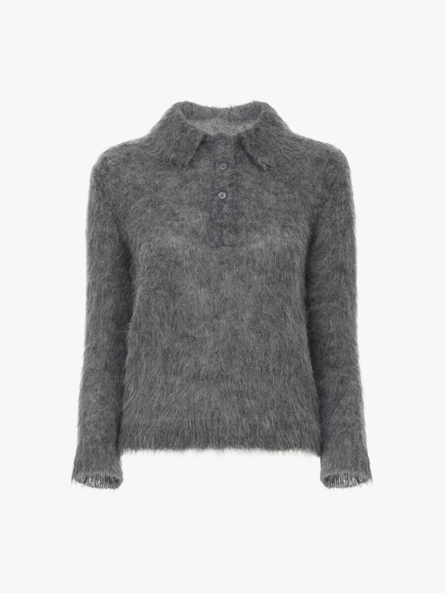 Polo jumper in an alpaca wool-blend knit - 2