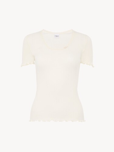 T-shirt ajust&eacute; &eacute;chancr&eacute; en jersey de coton et soie - 2