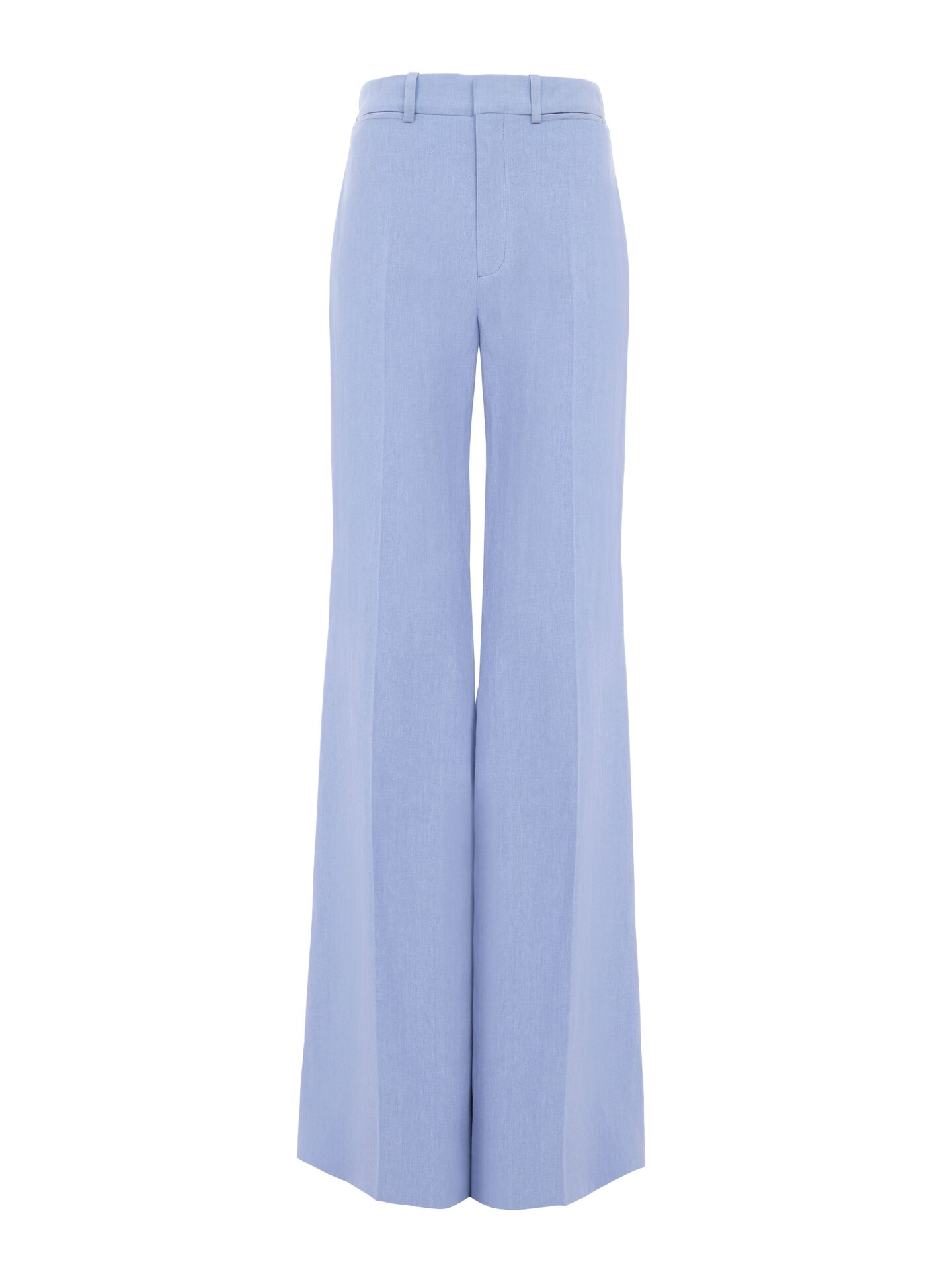 High-rise flared pants in linen crêpe