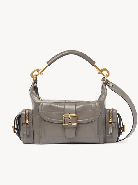 Camera bag in croco-effect leather