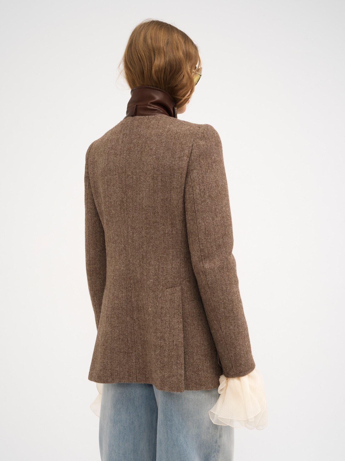 Long officer jacket in herringbone wool - 5