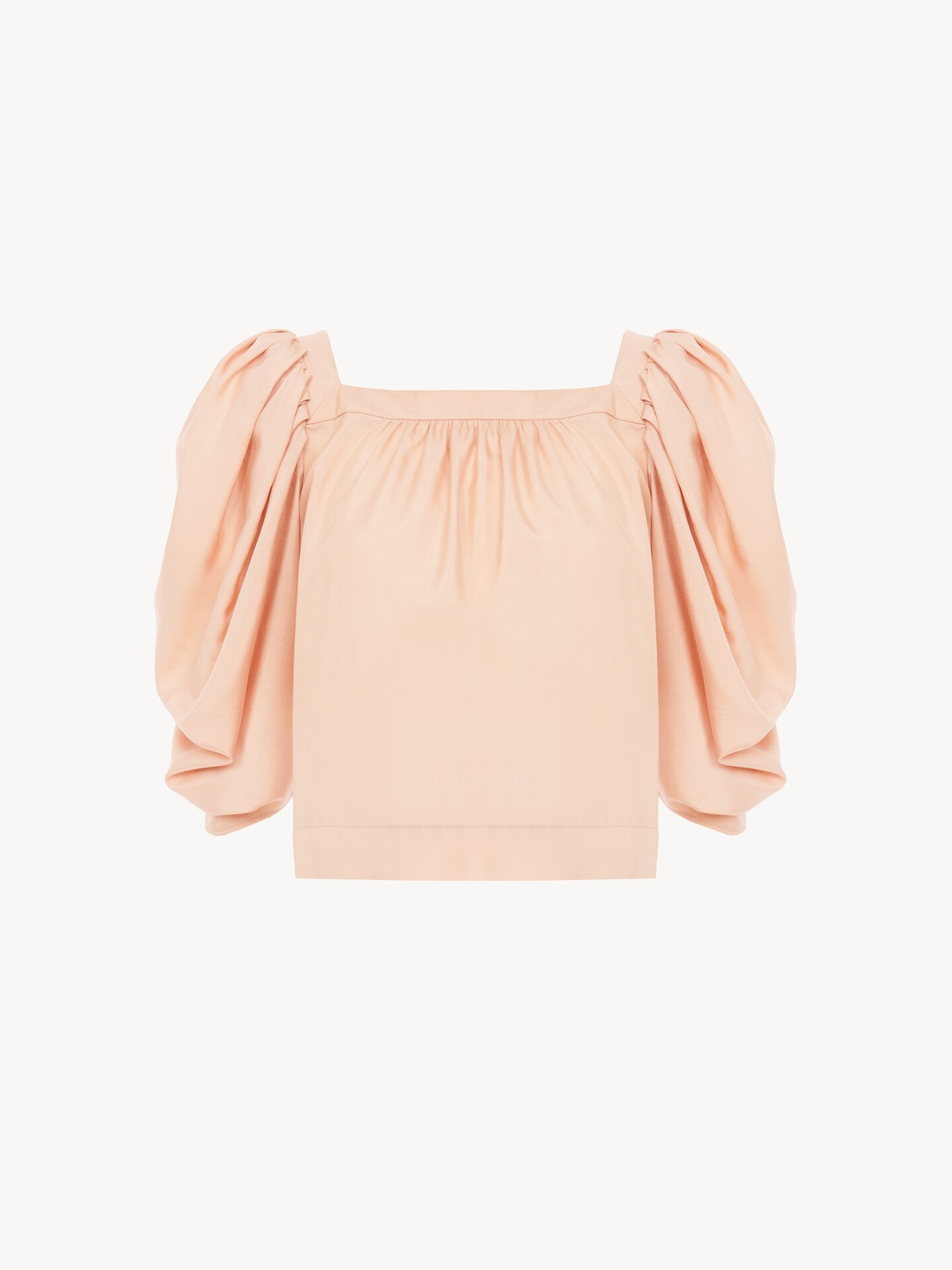 Puff-sleeve pleated top in silk poplin - 1