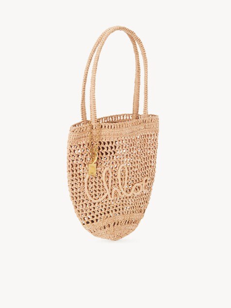 Small Summer Banana tote bag in raffia