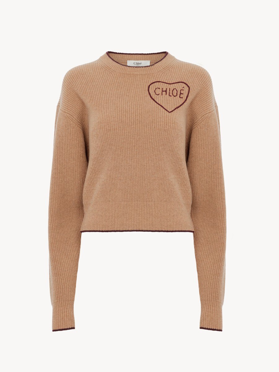 Cropped fitted logo jumper in a wool & cashmere knit - 2