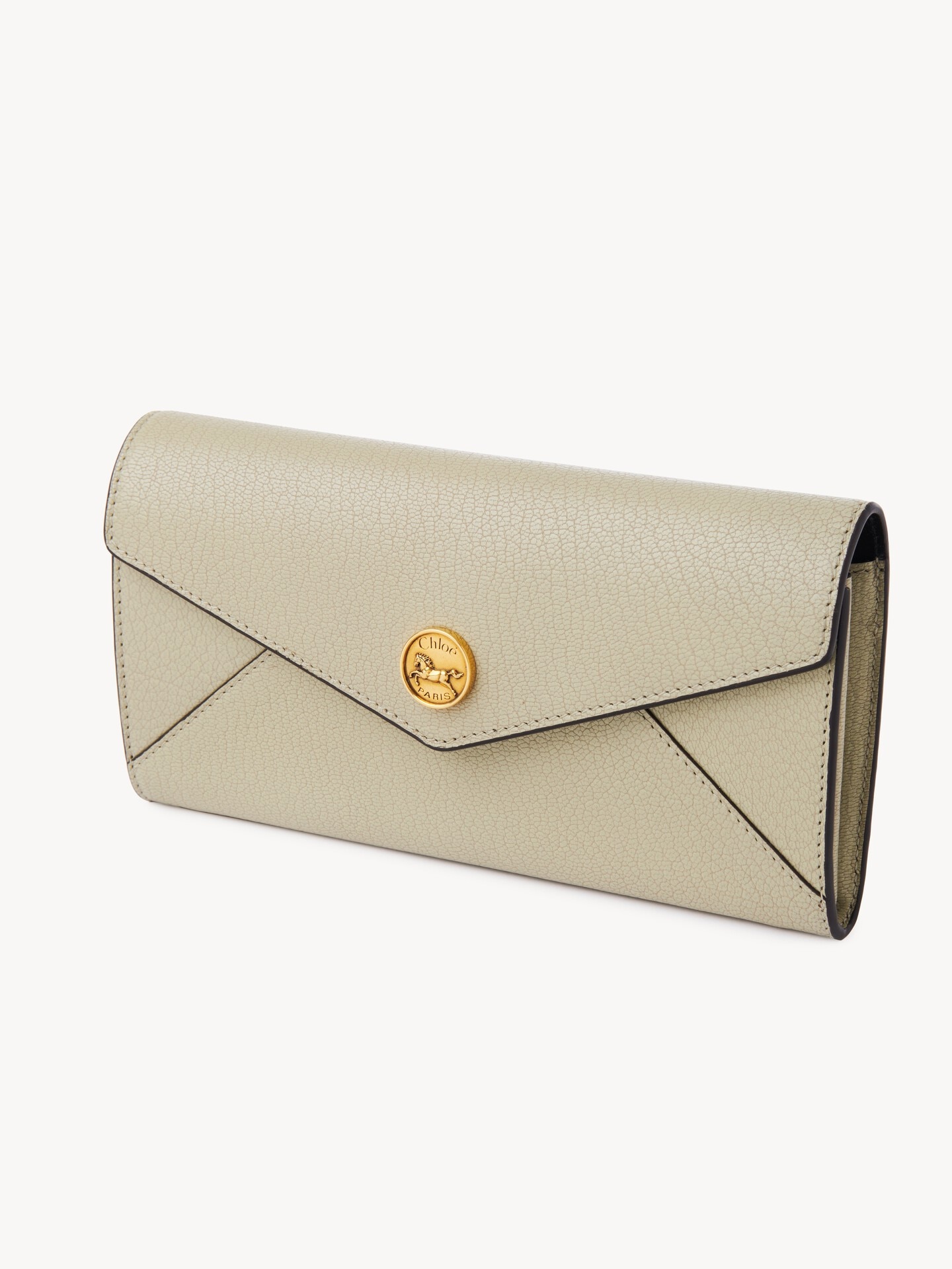 Envelope long wallet with flap in grained leather - 4