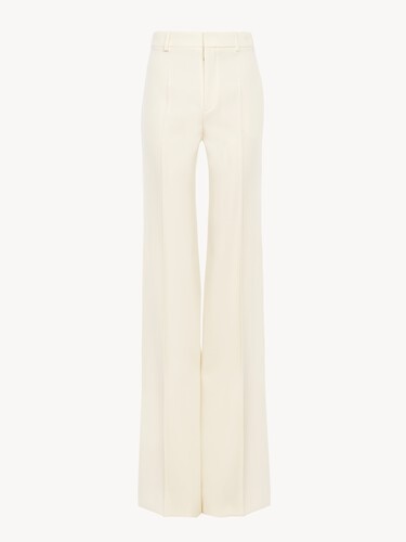 Pantalones acampanados de talle alto de lana grain de poudre - 1