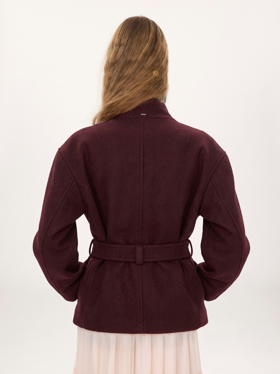 Double-breasted short coat in wool - 5