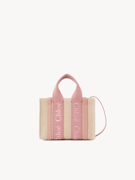 Mini Woody tote bag in linen