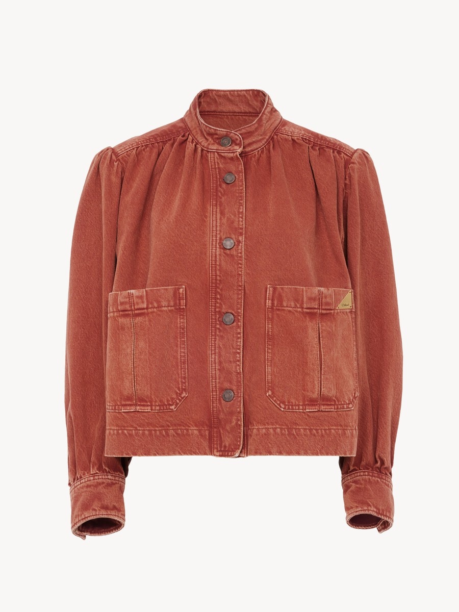 Veste fronc&eacute;e col montant en denim - 2