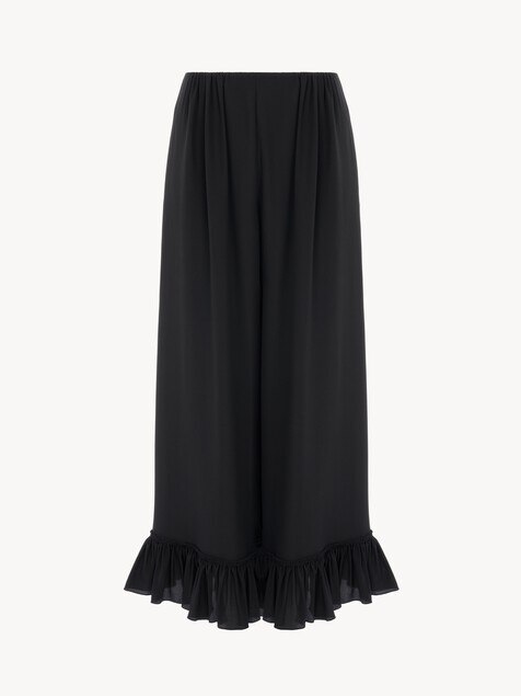 Pantalon court fluide en cr&ecirc;pe de chine