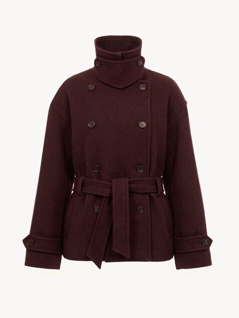 Double-breasted short coat in wool