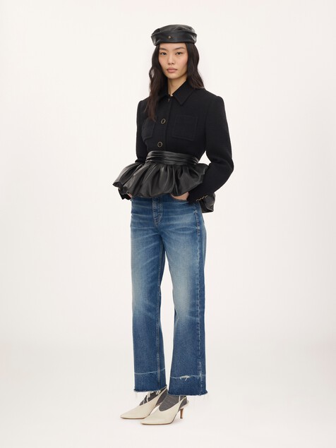 Veste blazer ajust&eacute;e en laine bouclette