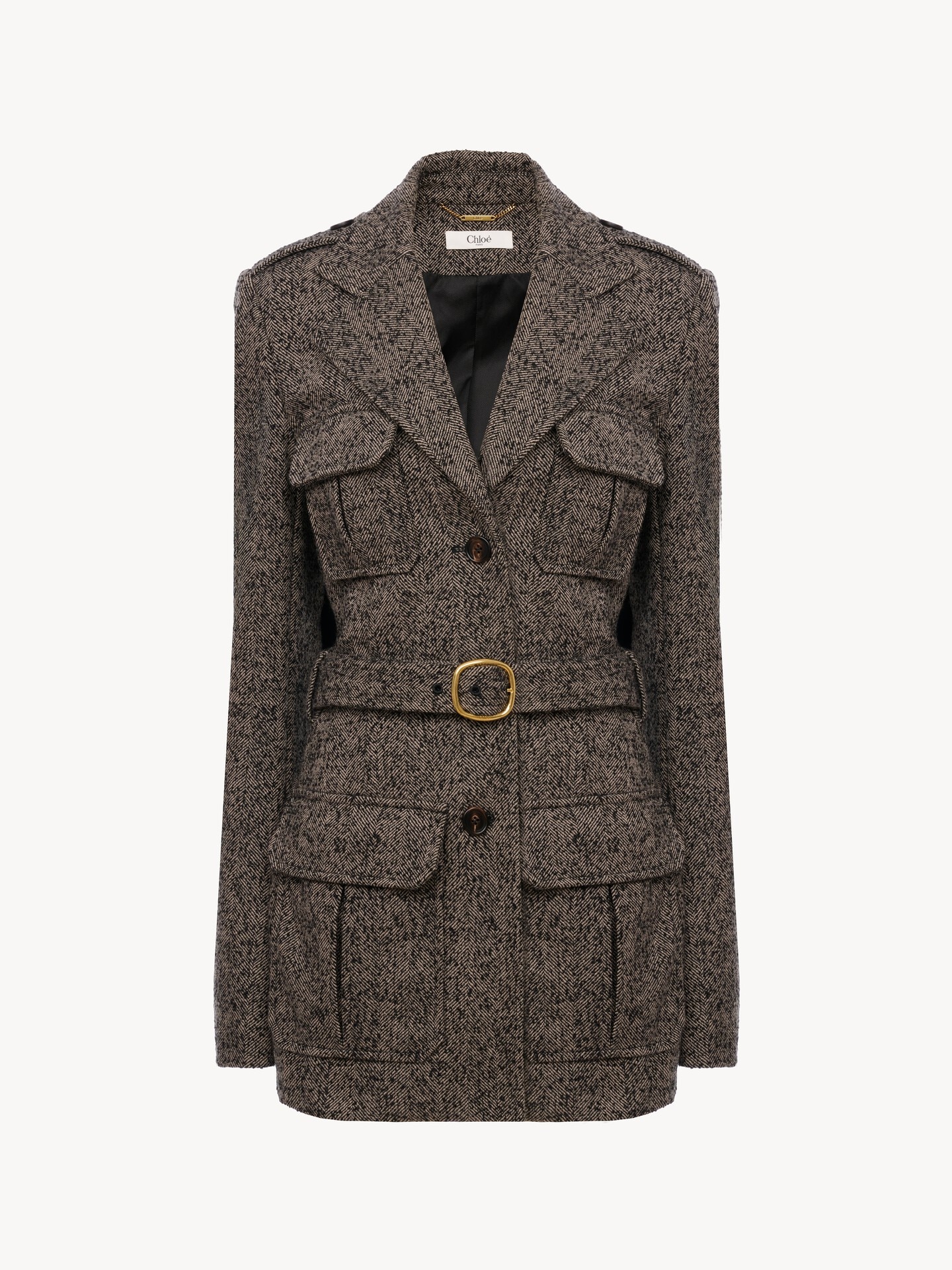 Veste utilitaire en laine &agrave; chevrons - 2