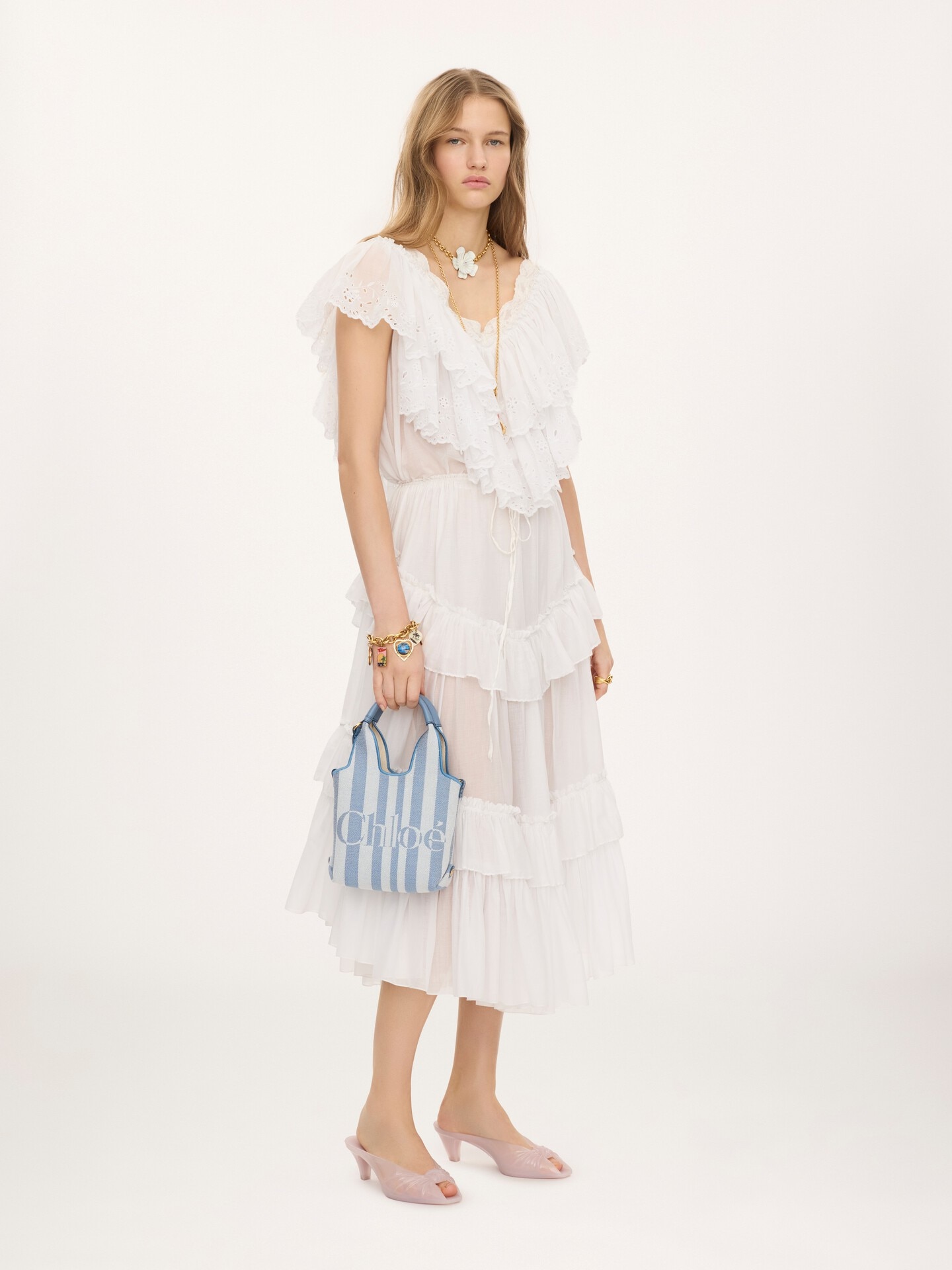 Mini Chlo&eacute; Stripy tote bag in jacquard - 7.0