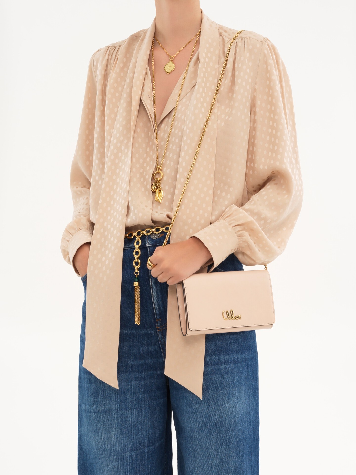 Chlo&eacute; Iconic flap wallet on chain in shiny leather - 3