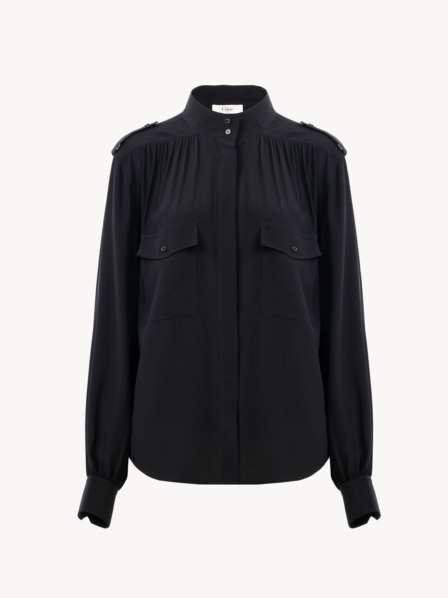 Gathered blouse in cr&ecirc;pe de chine - 2