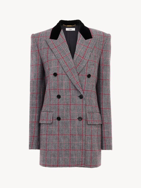 Double-breasted tailored jacket in wool check