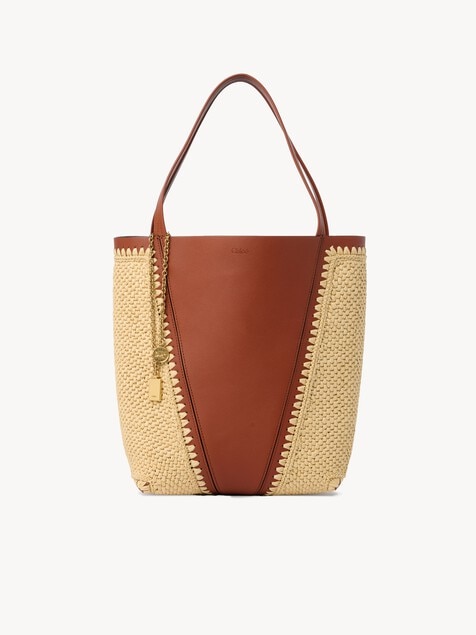 Sac cabas Chlo&eacute; Spin en textile effet raphia et cuir