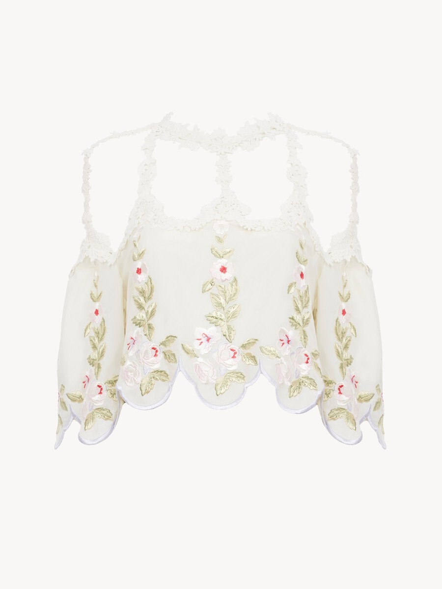 Cut-out cropped top in technical taffeta - 2