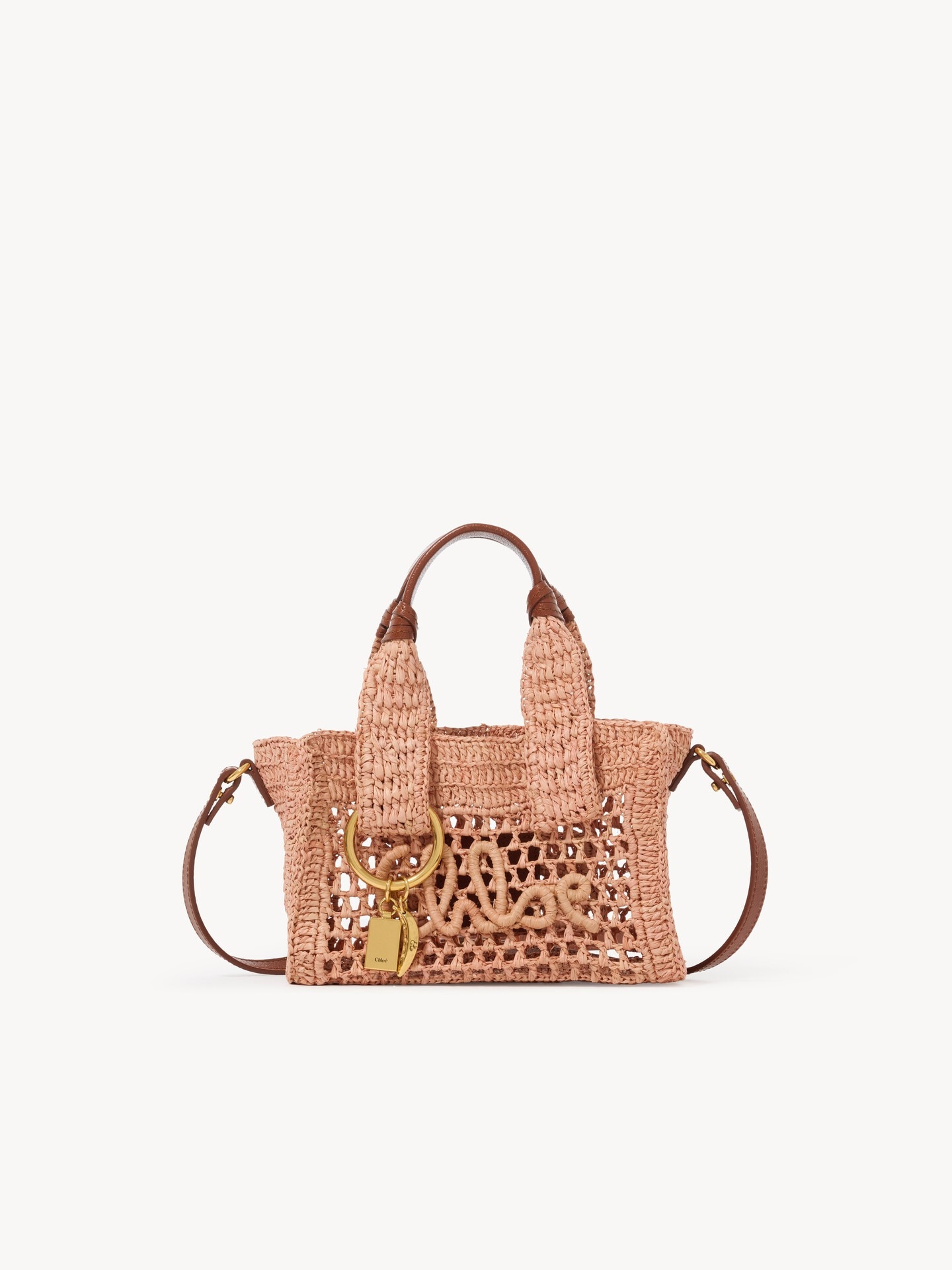 Mini Summer Banana east-west tote bag in raffia - 1