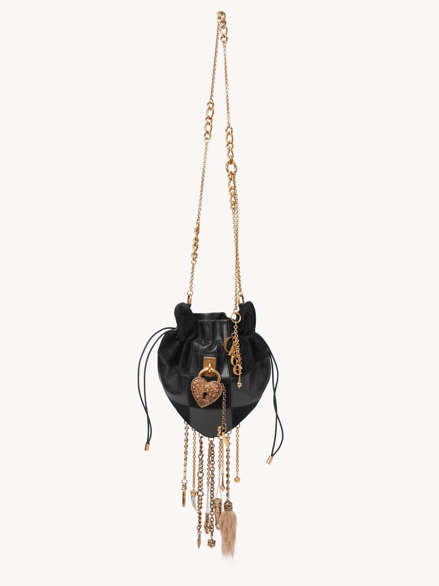 Ch&acirc;teau Treasures crossbody bag in grained & suede leather - 1.0
