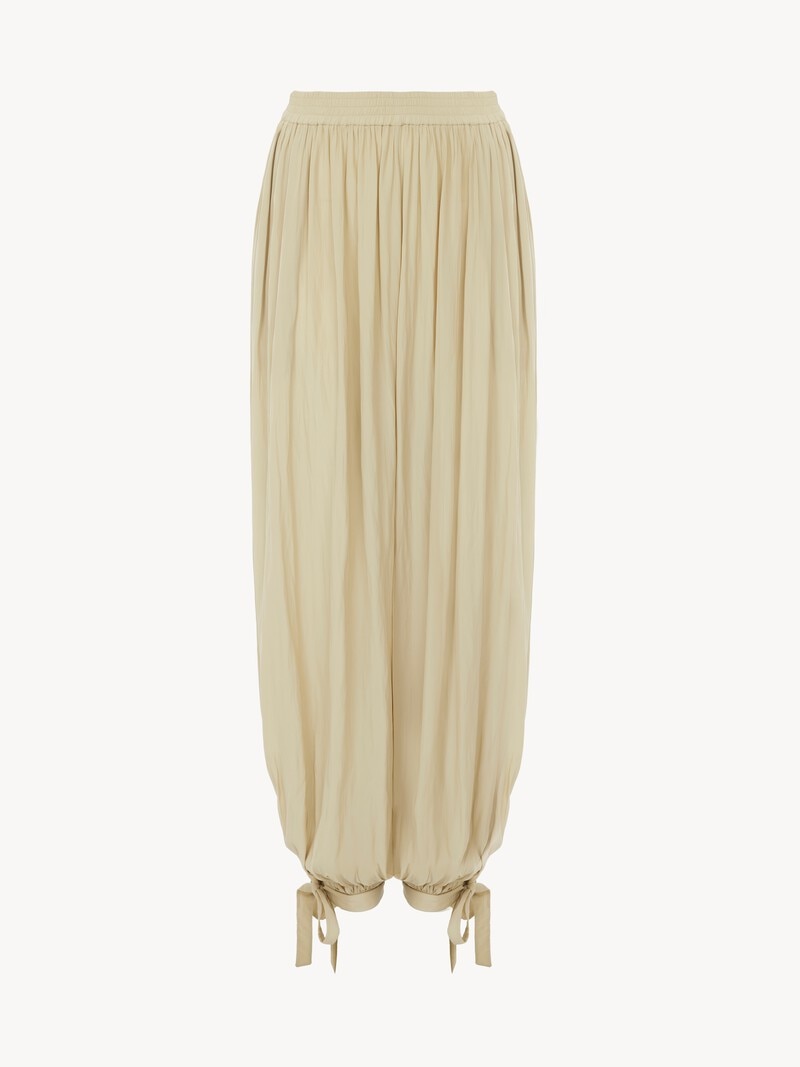 Fluid pleated pants in washed technical satin by Chloé