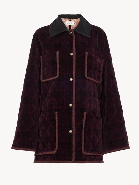 Padded short coat in check cotton
