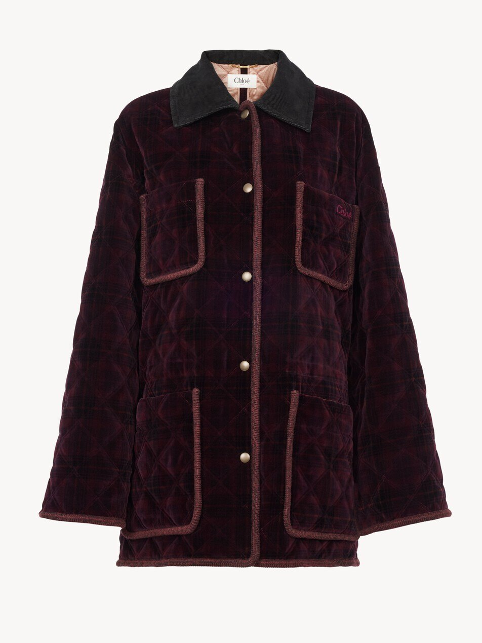 Padded short coat in check cotton