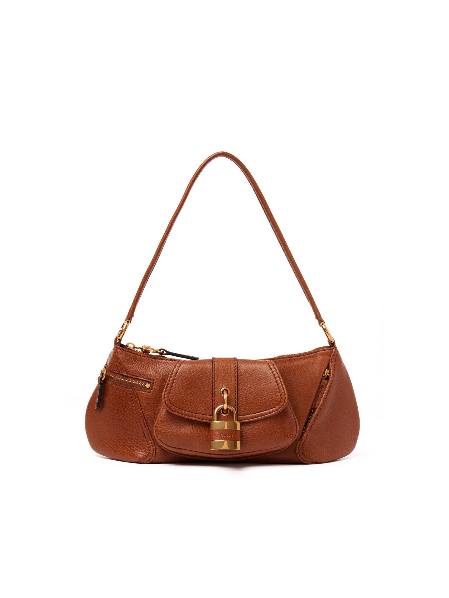 The 99 shoulder bag in grained leather Brown - Chloé