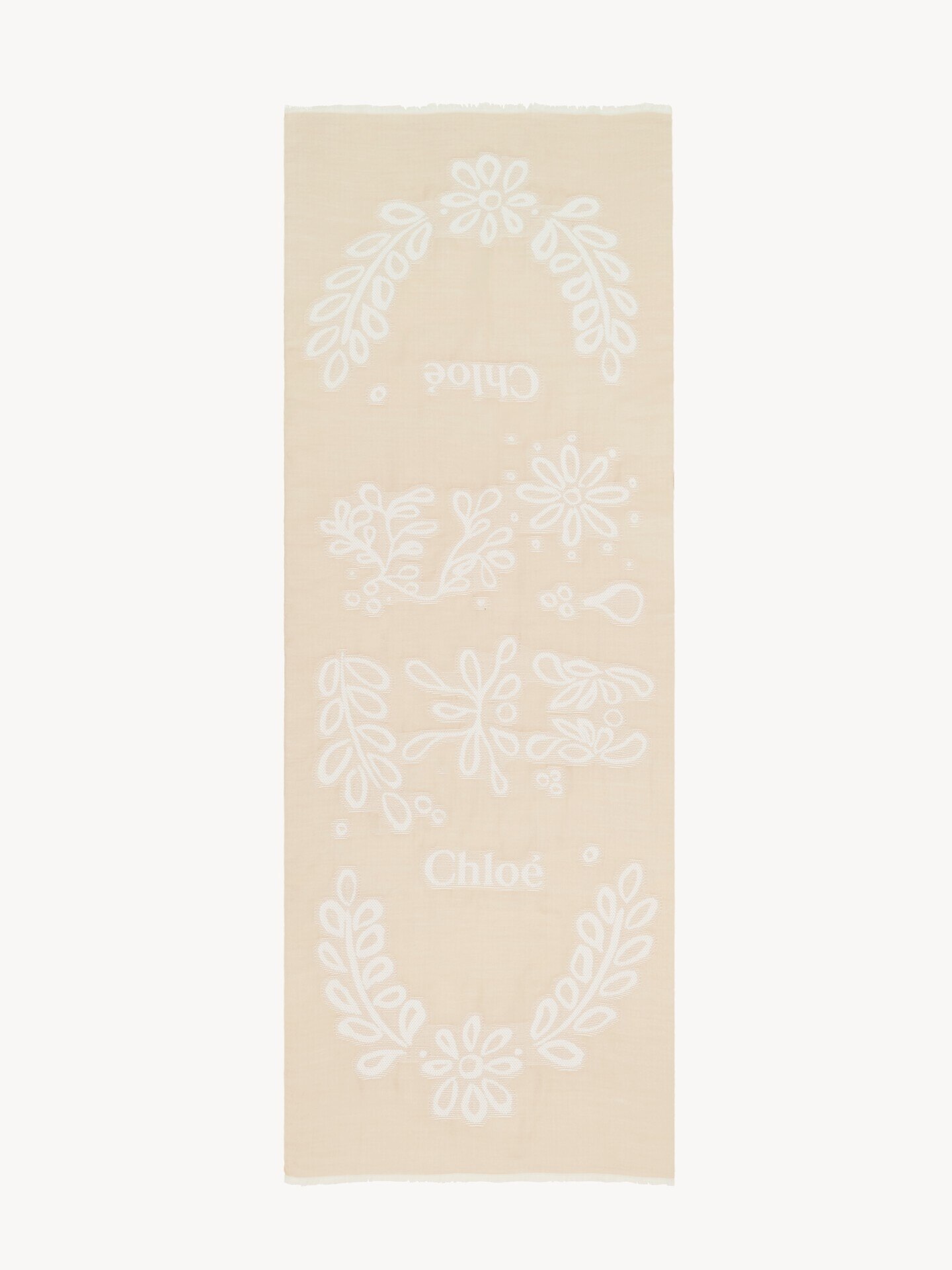 Rectangular stole in wool & silk broderie anglaise - 2