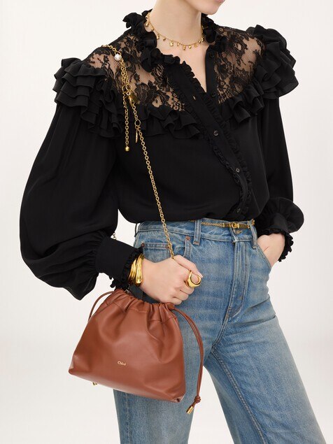 Small Chlo&eacute; Icons shoulder bag with chain in soft leather