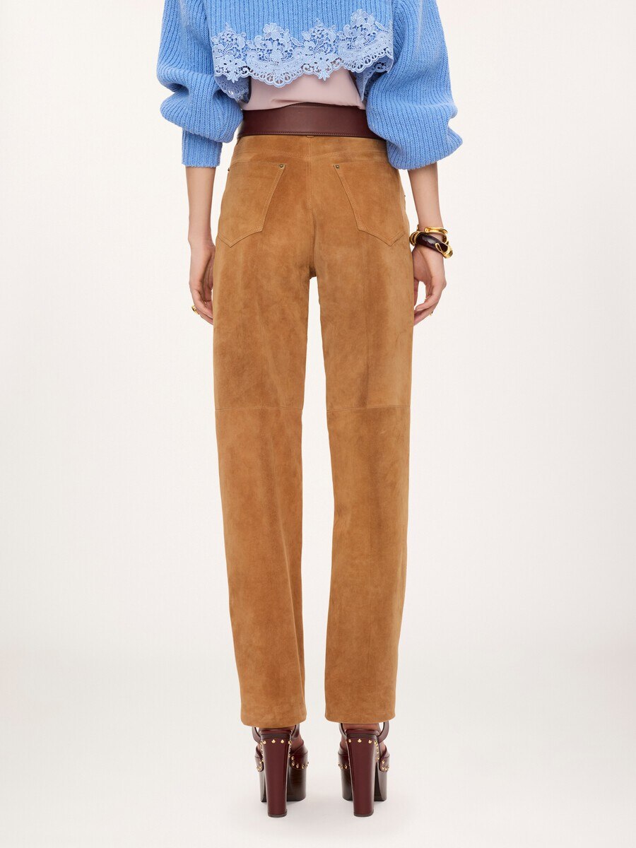 Straight trousers in suede leather - 5