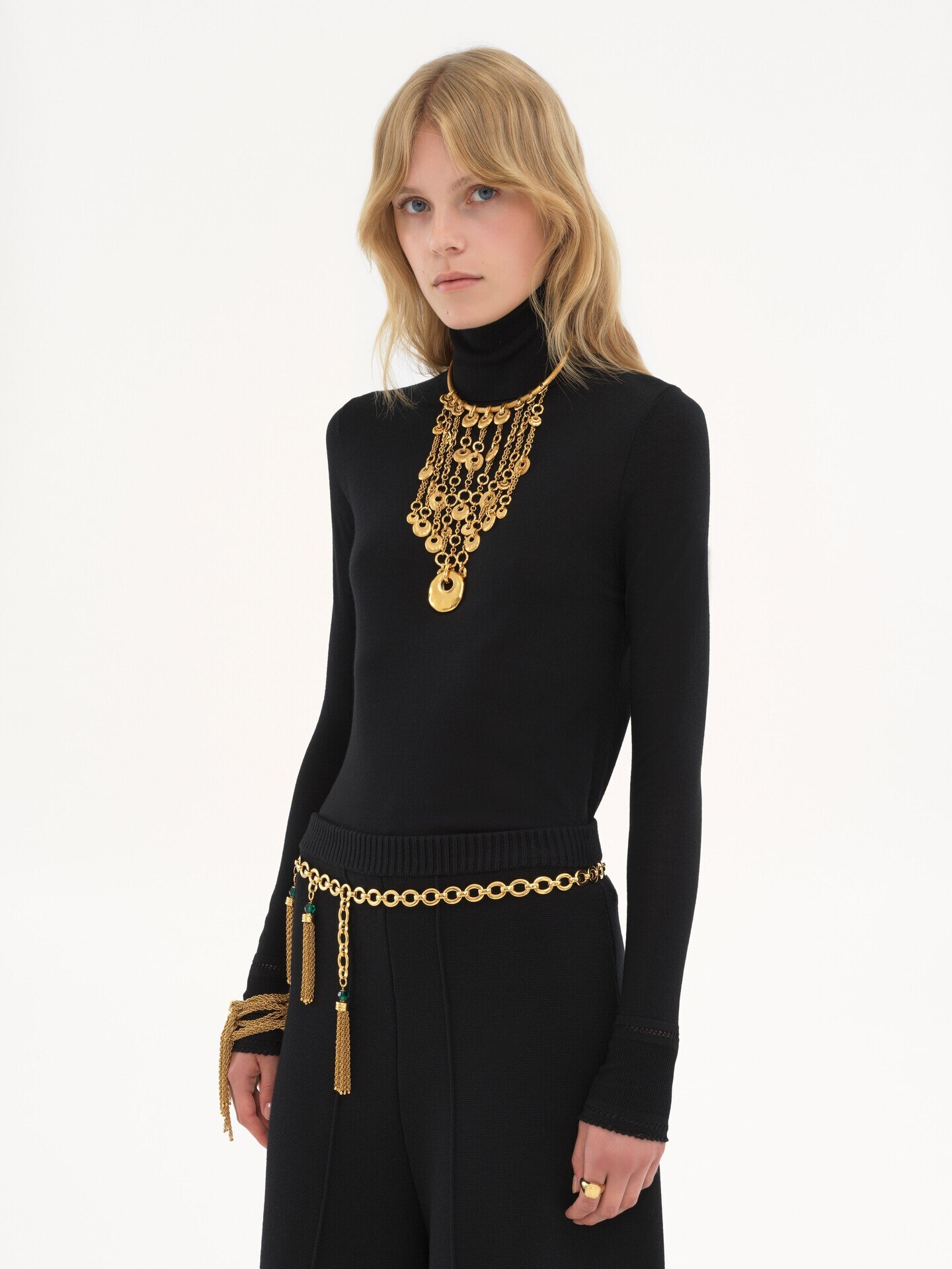 Pull col roul&eacute; ajust&eacute; en maille de laine - 4