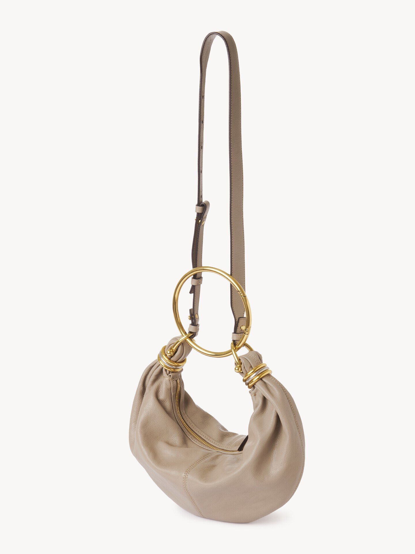 Small Bracelet Hobo bag in grained leather - 4.0