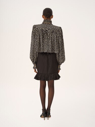 Ruffled mini skirt in washed technical satin - 5