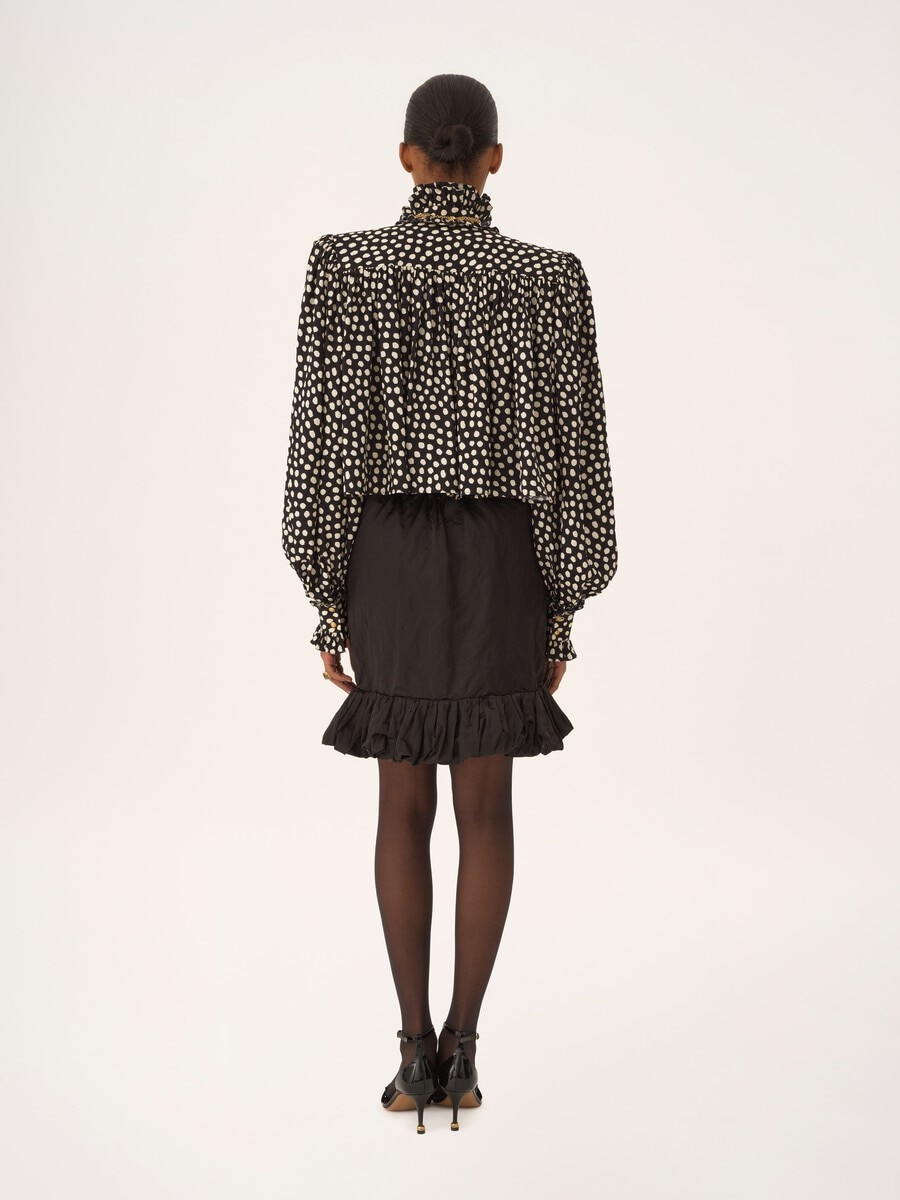 Ruffled mini skirt in washed technical satin - 5