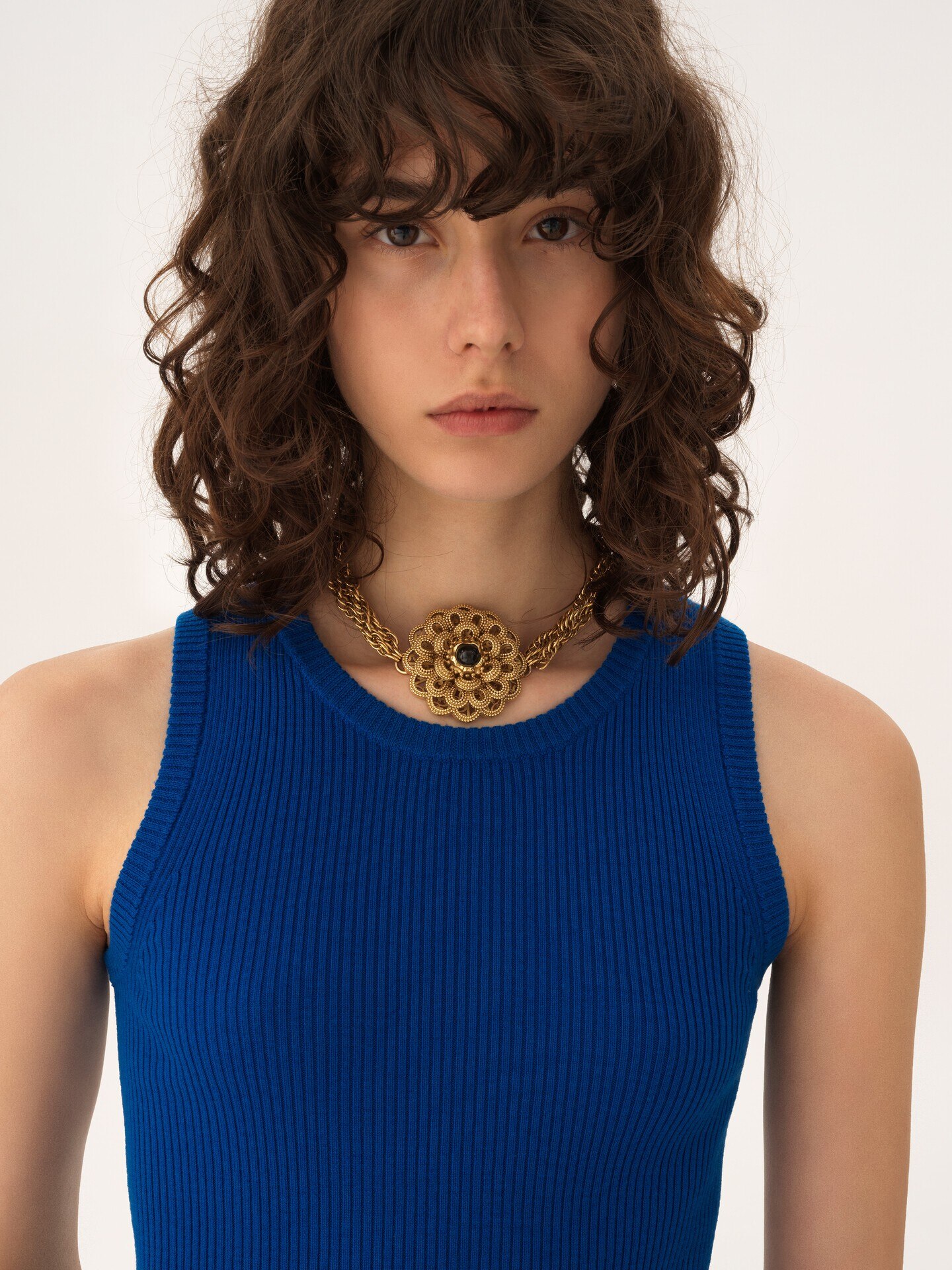 Top col rond sans manches en maille de laine - 6