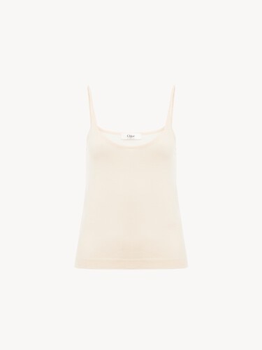 Thin-strap tank top in superfine wool knit  - 1