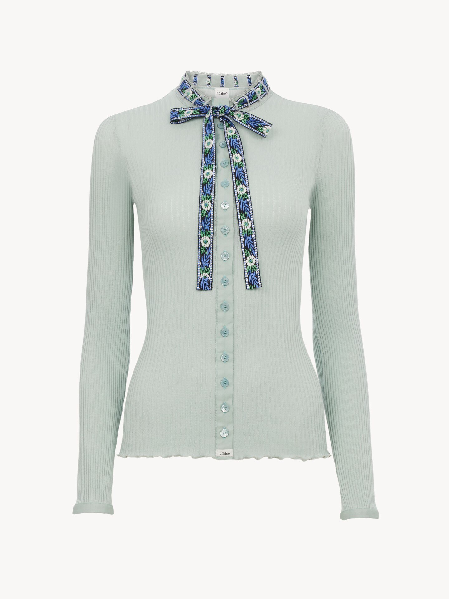 Tie-front fitted cardigan in cotton - 2.0