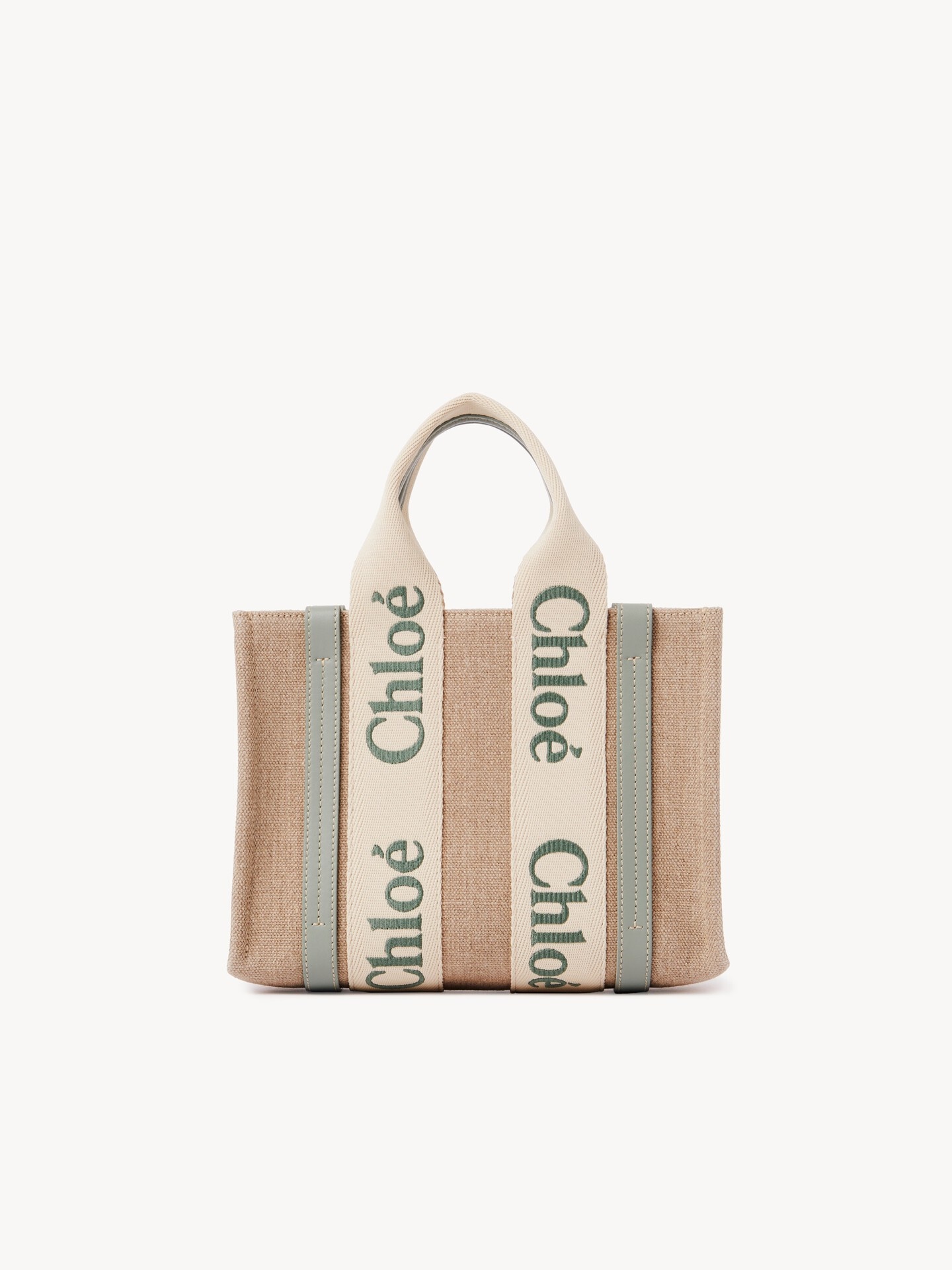 Small Woody tote bag in linen - 5