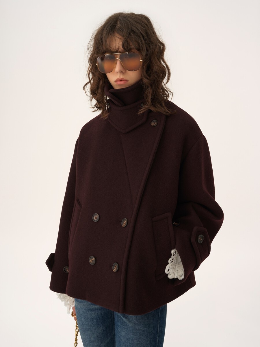 ウール製オーバーサイズ ショートコート 紫 - Chloé ウール製オーバーサイズ ショートコート 紫 - Chloé