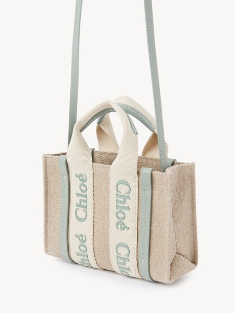 Tote bag mini Woody in lino e pelle