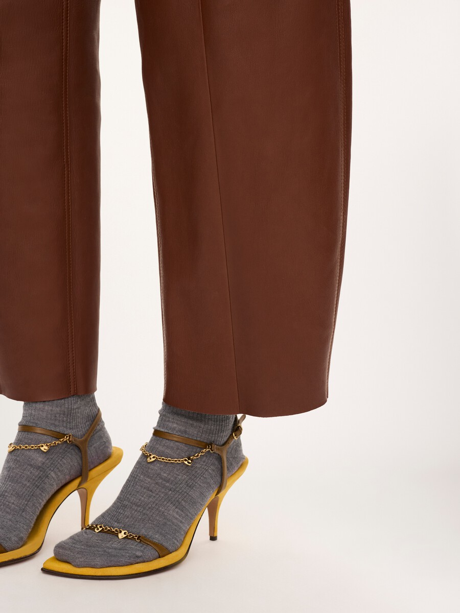 High-rise barrel pants in leather - 6
