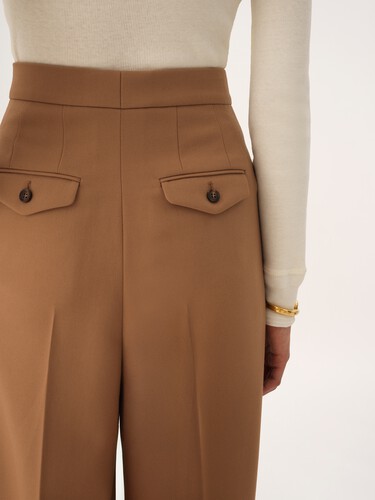 High-rise gathered trousers in wool gabardine - 8