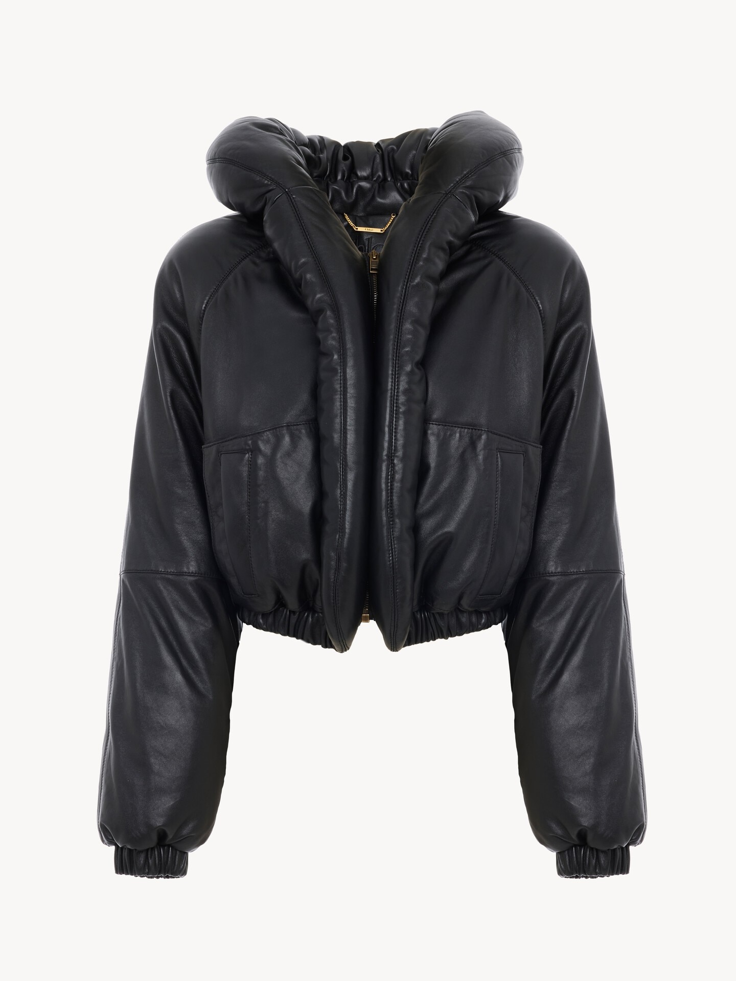 Short puffer jacket in leather - 1