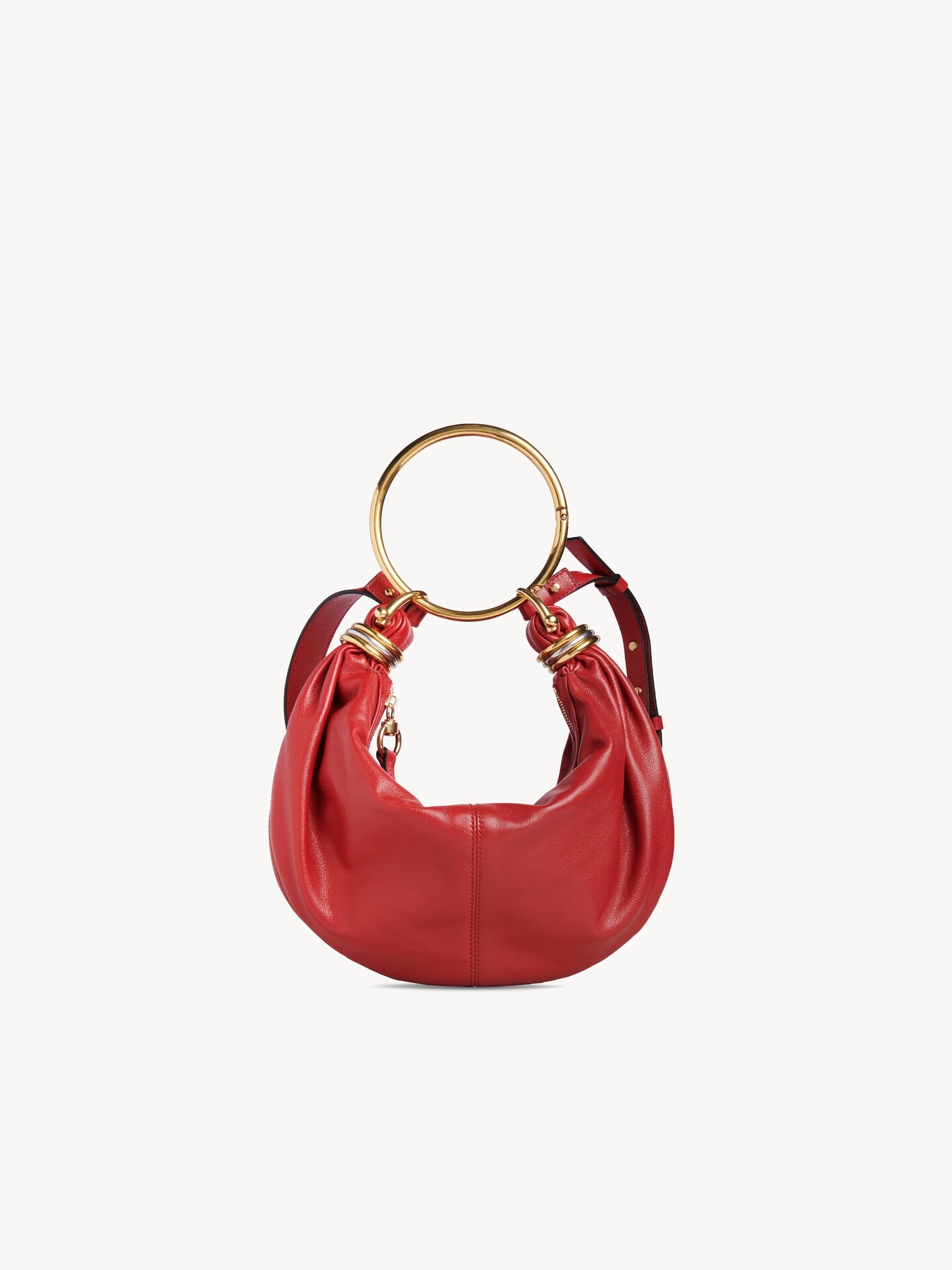 Petit sac hobo Bracelet bag en cuir grain&eacute; - 6