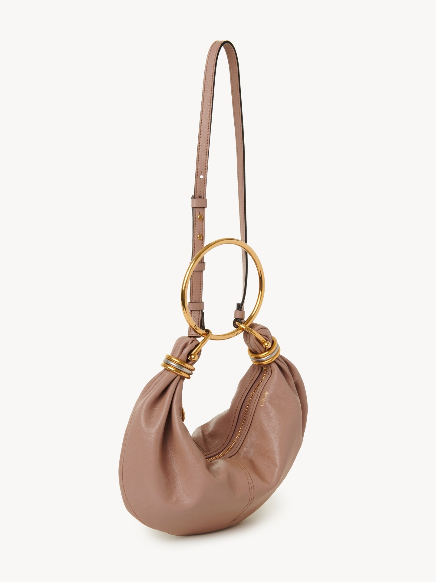 그레인드 가죽 스몰 Bracelet Hobo Bag - 5