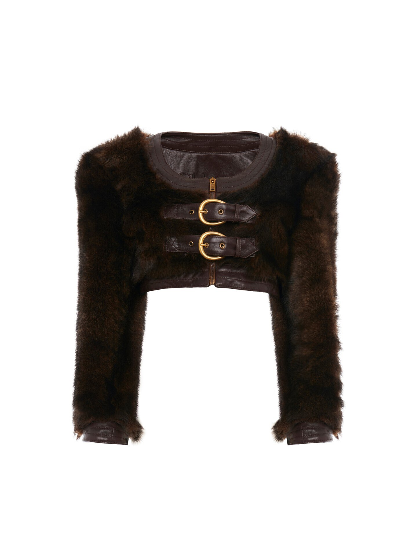 レザー製クロップドスペンサージャケット Faraway Brown - Chloé